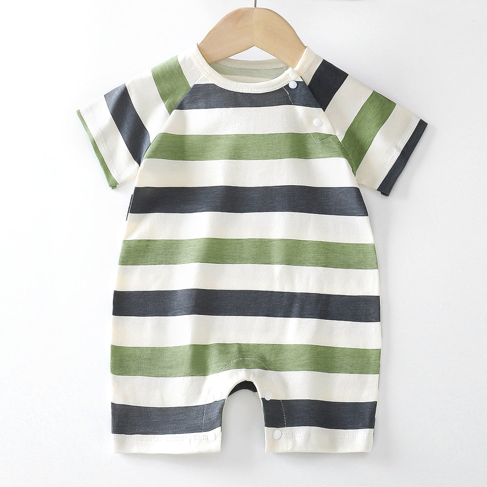 Baby clothes summer thin pure cotton air-conditioning clothes pajamas newborn baby short-sleeved onesie baby outing khaki crawling