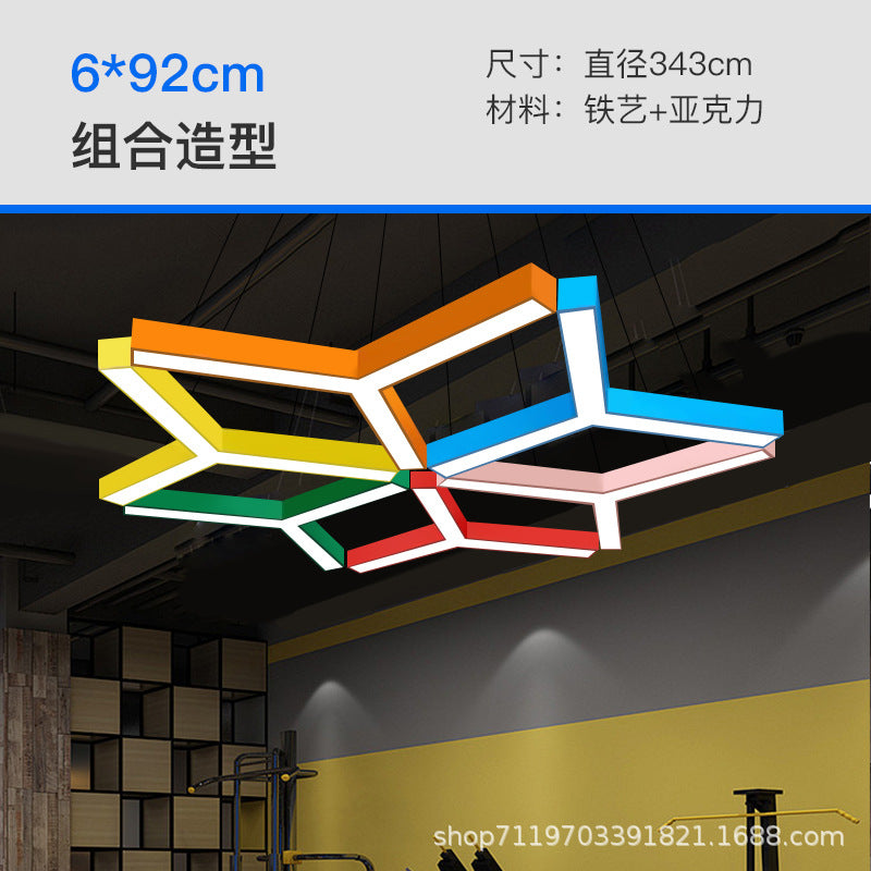 LED Kindergarten Classroom Corridor Y-shaped Light Children's Playground Color Hexagonal Lighting Dance Studio Modeling Chandelier