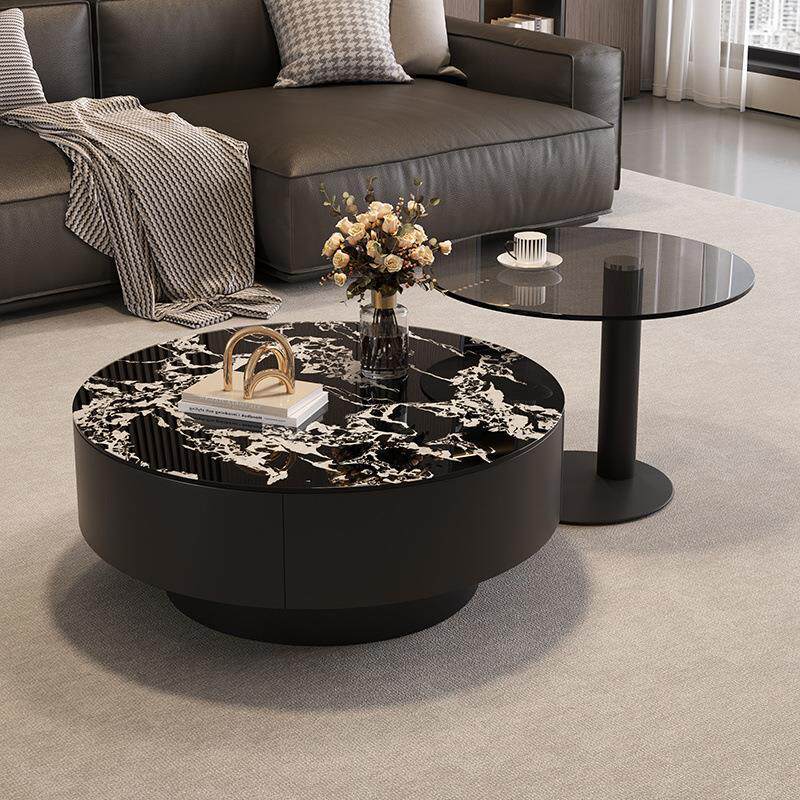 Luxury designer italian minimalist high-end living room home small apartment round glass combination coffee table