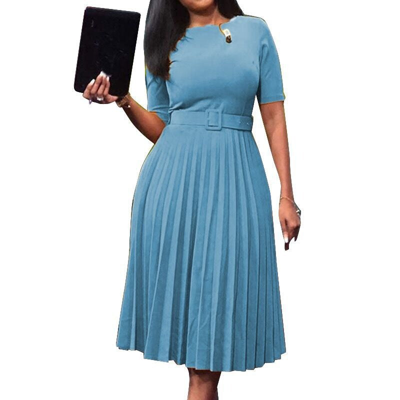 Send belt independent station  european and american women's clothing summerelegantplus sizefashion pleated exportfashiondress