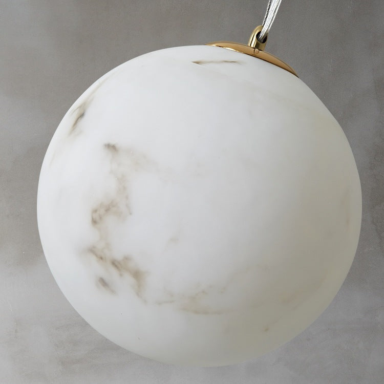 Accessible luxury designer imitation marble creative bedside ball small chandelier casual living room restaurant single head pendant lamp