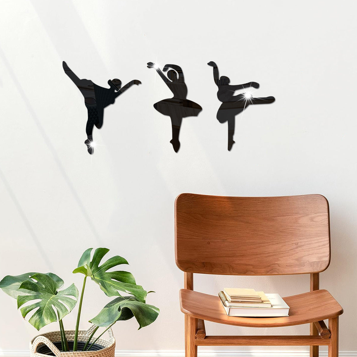 Ballet girl   mirror three-dimensional 1mm acrylic wall sticker dance classroom room decoration sticker
