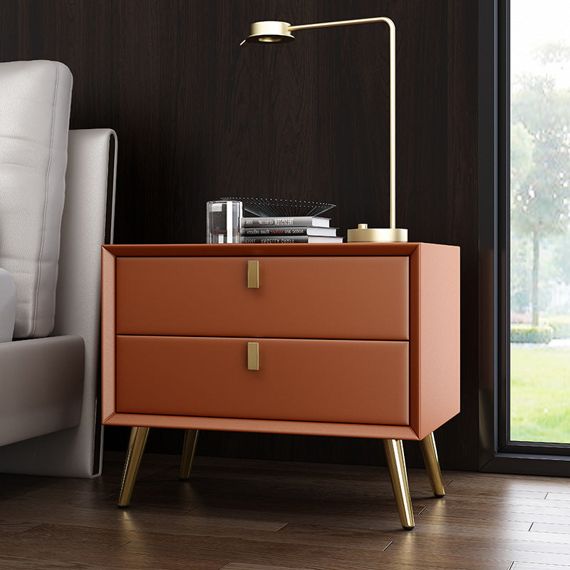 Bedside table free of installation drawer casual postmodern small cabinet accessible luxury scandinavian storage cabinet master bedroom classy leather