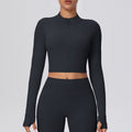 Short zippered outdoor running sports yoga outwearslimming look fitness long sleevesoutwear cloud-like quick-drying yoga clothes for women