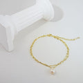 Fashion cross-border freshwater pearl pendant rope chain double layer stacked anklet exquisite foot jewelry freshwater pearl anklet
