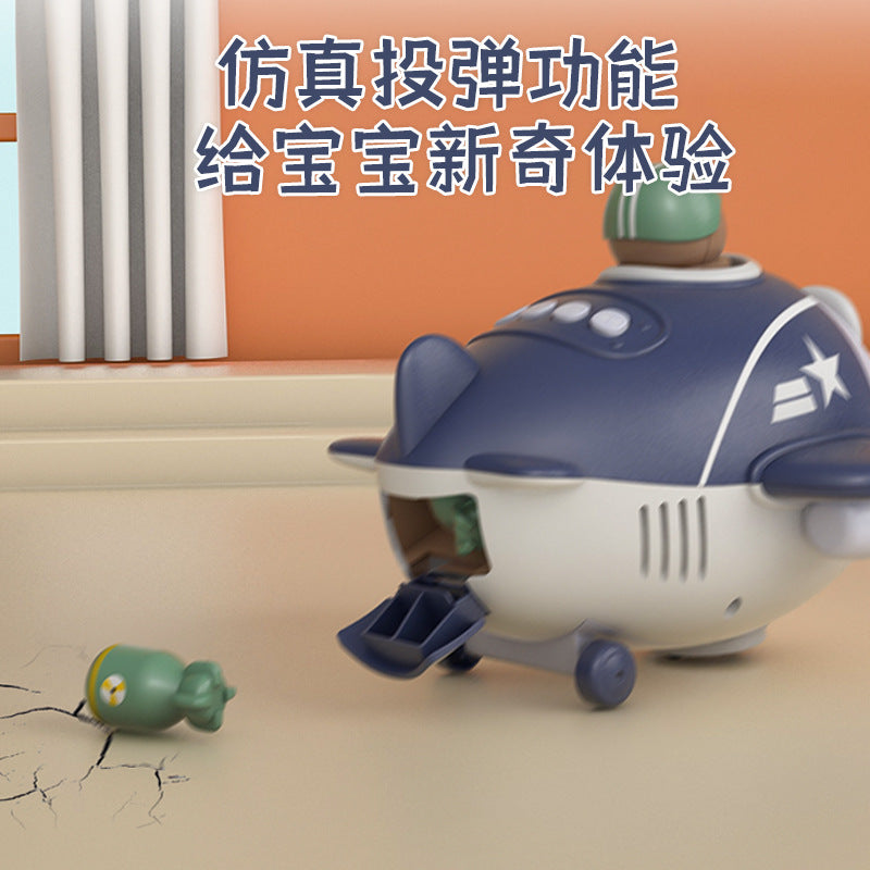 Cross-border bomb-throwing aircraft toys children's universal toys electric cars music lighting fun puzzle cartoon play war