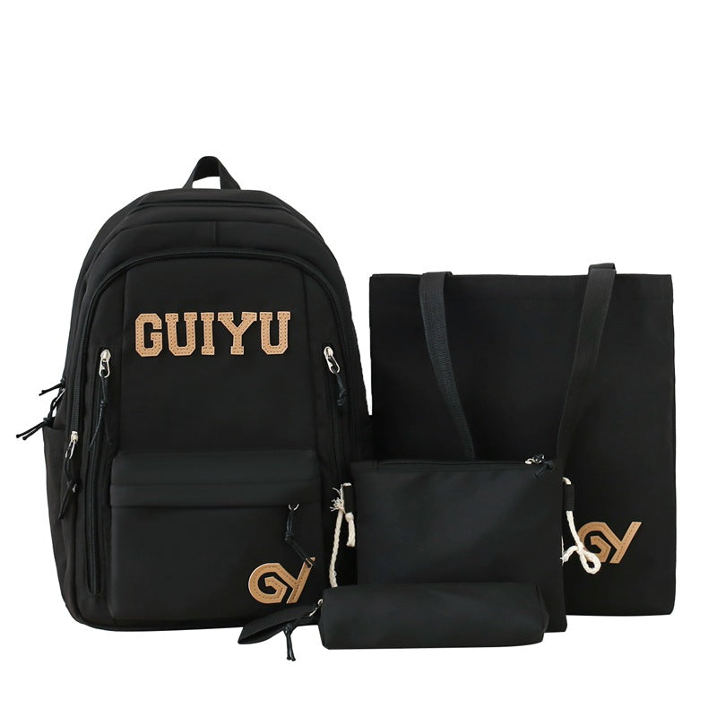 Primary and secondary school students schoolbag backpack cute cartoon campus four-piece schoolbag casual large-capacity outdoor backpack