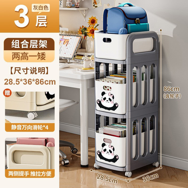 School bag shelf movable pulley trolley with wheels storage artifact household universal storage shelf bookshelf durable