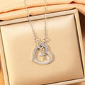 【titanium steel】trendy european and american bestseller: heart & cross necklace - women's fashionable, unique, high-end inlaid clavicle chain jewelry
