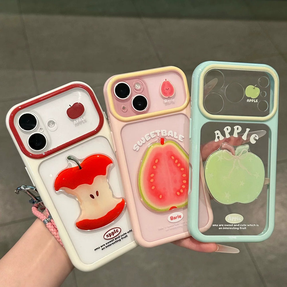 Suitable for apple 17promax mobile phone case stereo fruit stickers fresh summer cute iphone16 protective cover