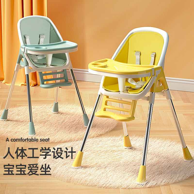 Large baby high chair, foldable multifunctional portable dining chair for home use, infant feeding table and chair, ages 0-4