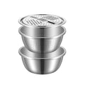 Multifunctional 304 stainless steel rice washing sieve for home drain basin potato slicing radish shredding basin and basin