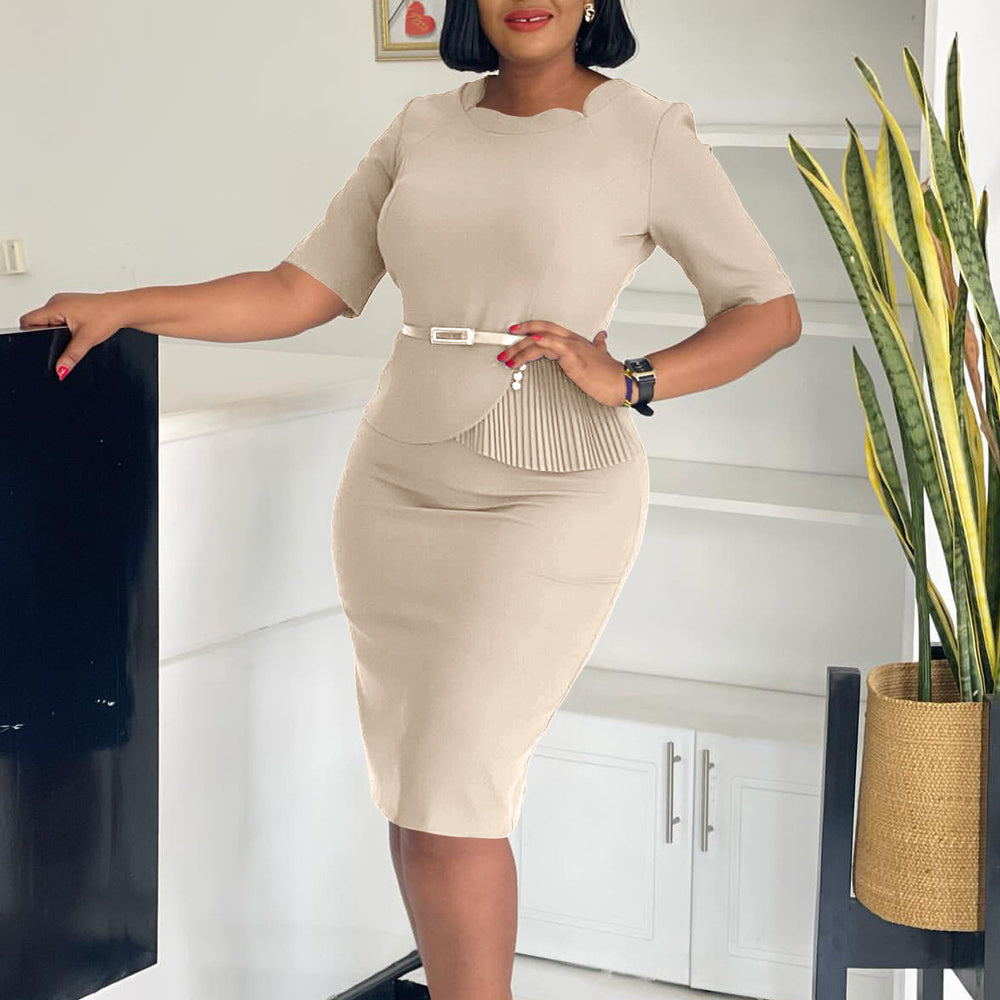 D521  foreign trade women's clothing  summer new fashion solid color ol bodycon african european and american dress