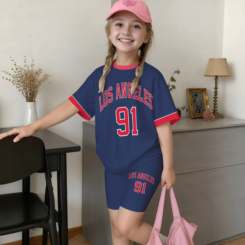Wholesale girls' clothing: versatile t-shirt and shorts set - casual two-piece outfit, ready stock, direct supply