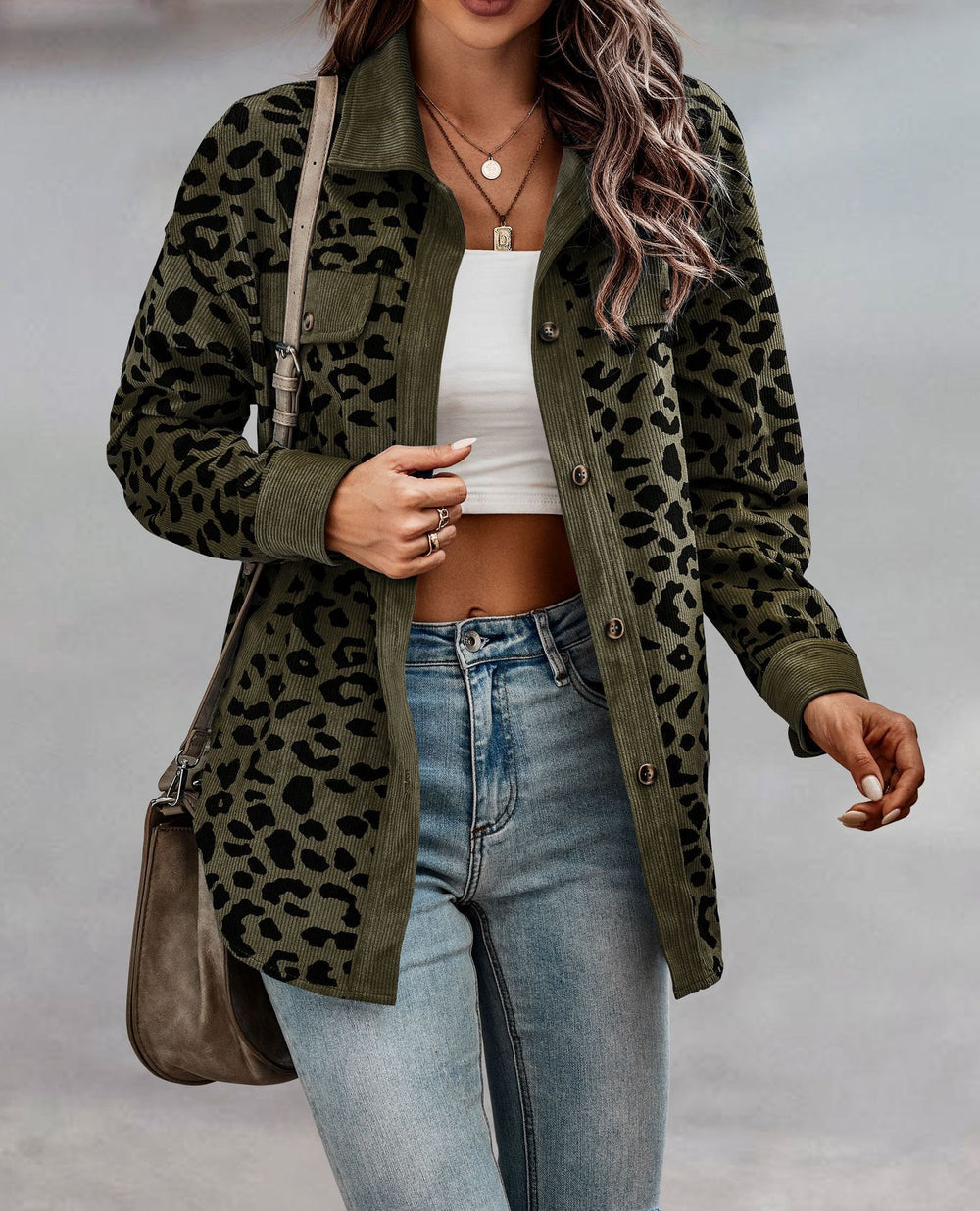 fashion women's leopard print button-down long sleeve jacket - autumn/winter collection (us & europe)
