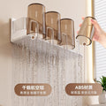 White toothbrush rack, punch-free bathroom toothbrush and mouthwash cup hanging rack, wall-mounted electric toothbrush rack cup