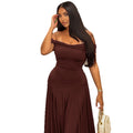 Fashion style cross-border pure colorcasual women's one-line collar silm hip skirt tube topbackless shopping sexydress
