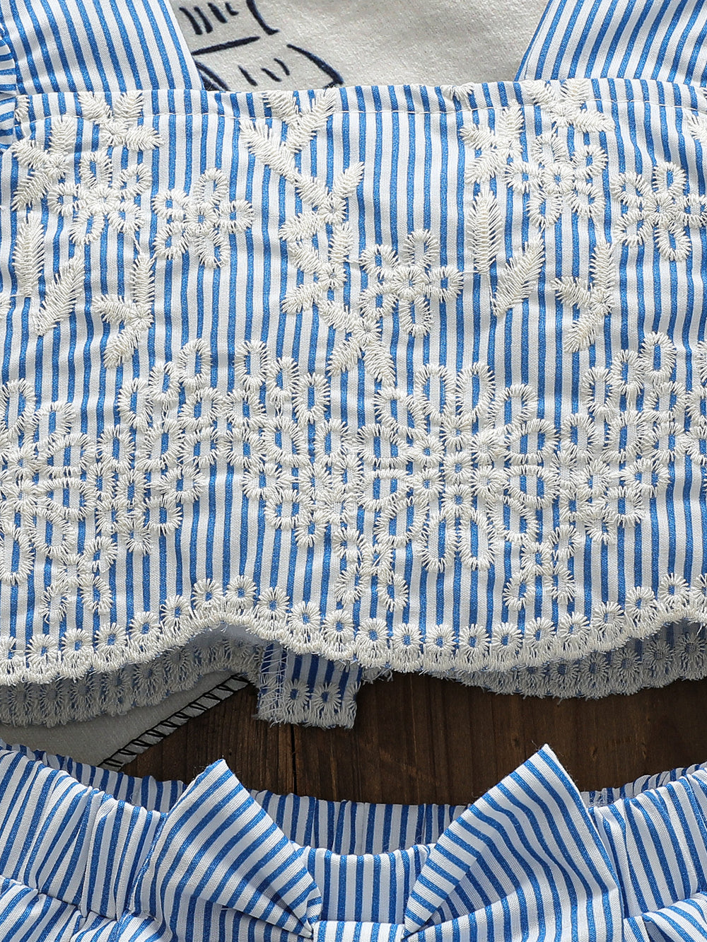 spring/summer cross-border exclusive: premium embroidered flutter sleeve top + bowknot shorts two-piece set for infants and toddlers