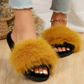 Fuzzy slippers women's outerwear 2025 new korean style ins trendy shoes autumn and winter one-strap thick sole cotton slippers autumn and winter collection