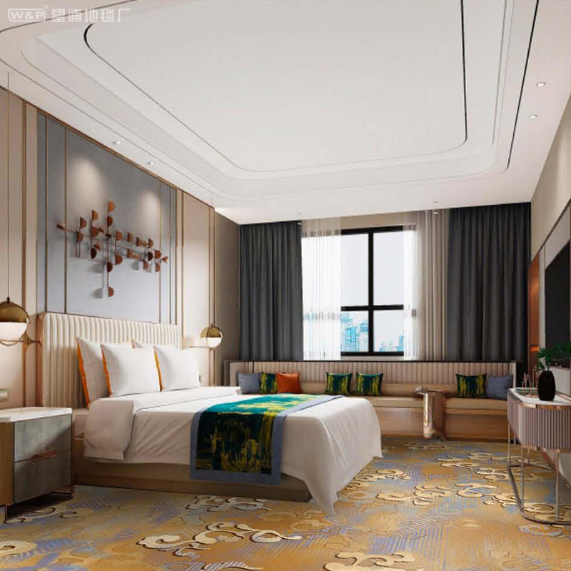 Hotel, guesthouse, b&b room corridor carpet, nylon b1 grade fireproof, full coverage, thickened, soundproof bedroom bedside rug