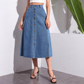 Pre-sale-20071#  cross-border women's fashion european and american ins fashion buttoned high waist denim half-length skirt