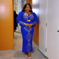 women's plus size dress, foreign trade african style  new hotfix rhinestone beaded v-neck evening gown