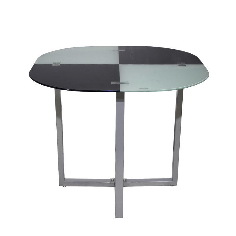 Customizable painted tempered glass dining table set - modern home dining table and chairs for casual dining and business meetings