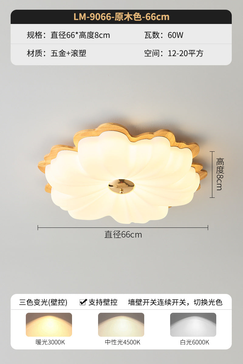 Walnut bedroom ceiling light medium antique solid wood petals full spectrum eye protection super bright book room children's room light
