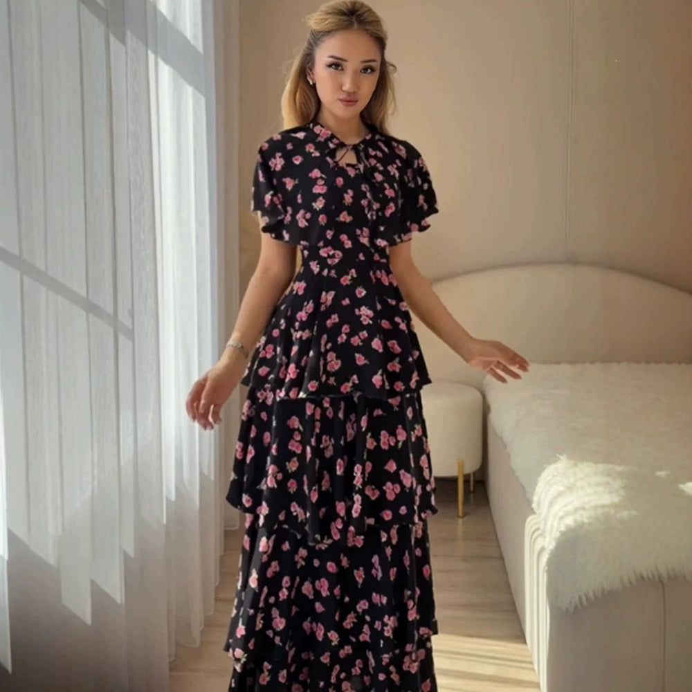 new spring export fashion european and american  elegant printed shawl + dress set