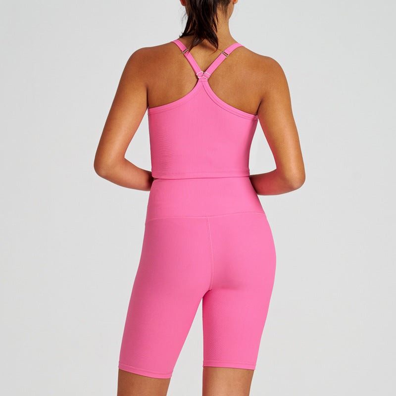 new arrival yoga clothes high waist hip lift tummy control slimming look sling beautiful back running sports intimates bra suit for women
