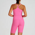 new arrival yoga clothes high waist hip lift tummy control slimming look sling beautiful back running sports intimates bra suit for women