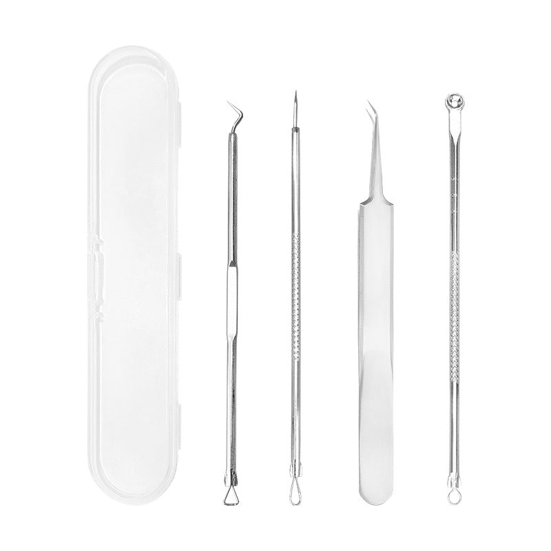 Keqi acne needle acne acne needle blackhead clip 4-piece suit stainless steel pick squeeze acne beauty tool wholesale