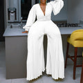 D534 european and american cross-border  foreign trade plus size beaded mesh fashion casual loose wide leg african jumpsuit