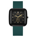 Square fashion autumn/winter niche student watch, minimalist silicone strap, korean style ins women's quartz watch, black
