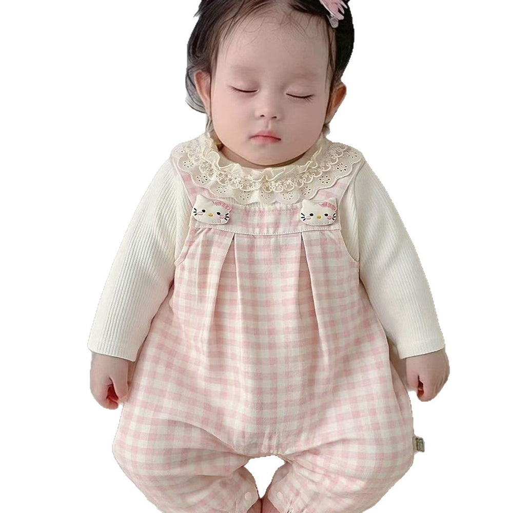 Spring & fall bottom shirt one-year-old baby girl cartoon overalls suit baby spring & fall style long sleeves cute outing clothes