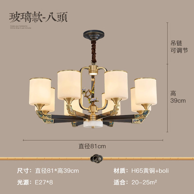 [All copper + Spanish marble] New Chinese chandelier 2024 new high-end Chinese style home living room lamp