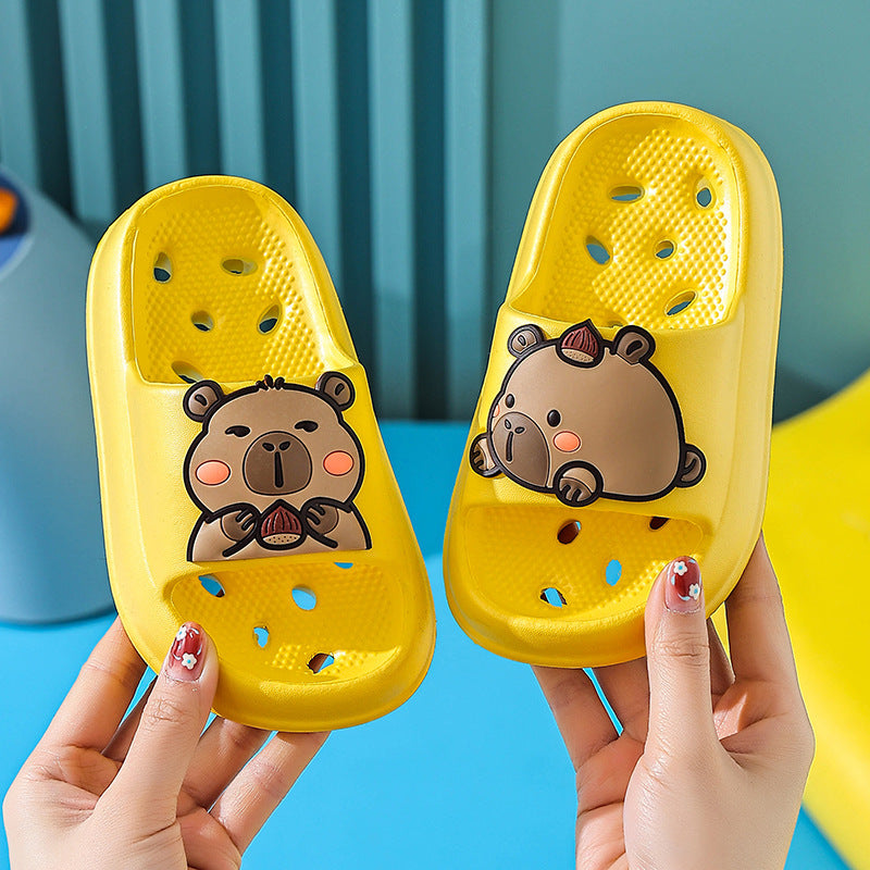 Slippers kidsbath bathroom slippers summer boys and girls cut out leaky non-smelly feet indoor for home soft bottom sandals