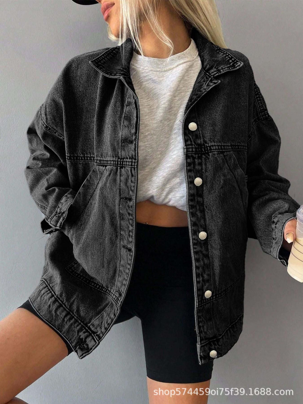 Amazon tiktok pinduoduo export cross-border fashion women's large silhouette lightweight denim jacket outwear