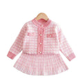 Special offer: girls' sweater set - new autumn/winter collection, chic chanel-inspired style, pink knitted two-piece outfit for kids