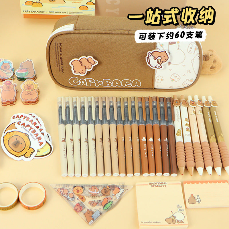 New Kapibara large-capacity pencil case high-value girl primary school stationery box junior high school girl cute pencil case