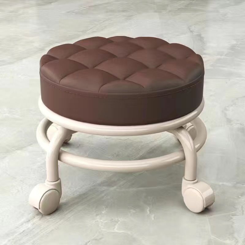 Influencer-approved rolling stool: the perfect low seat for baby care, featuring acrylic transparent design for toddlers learning to walk
