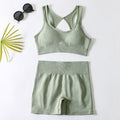 European and american yoga outfit set - women's yoga sports bra, fitness tank top, running sports yoga shorts set