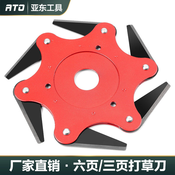 Six-leaf knife, three-leaf rotating lawn mowing disc, lawn mower, lawn mowing head, lawn mower blade, six-page knife