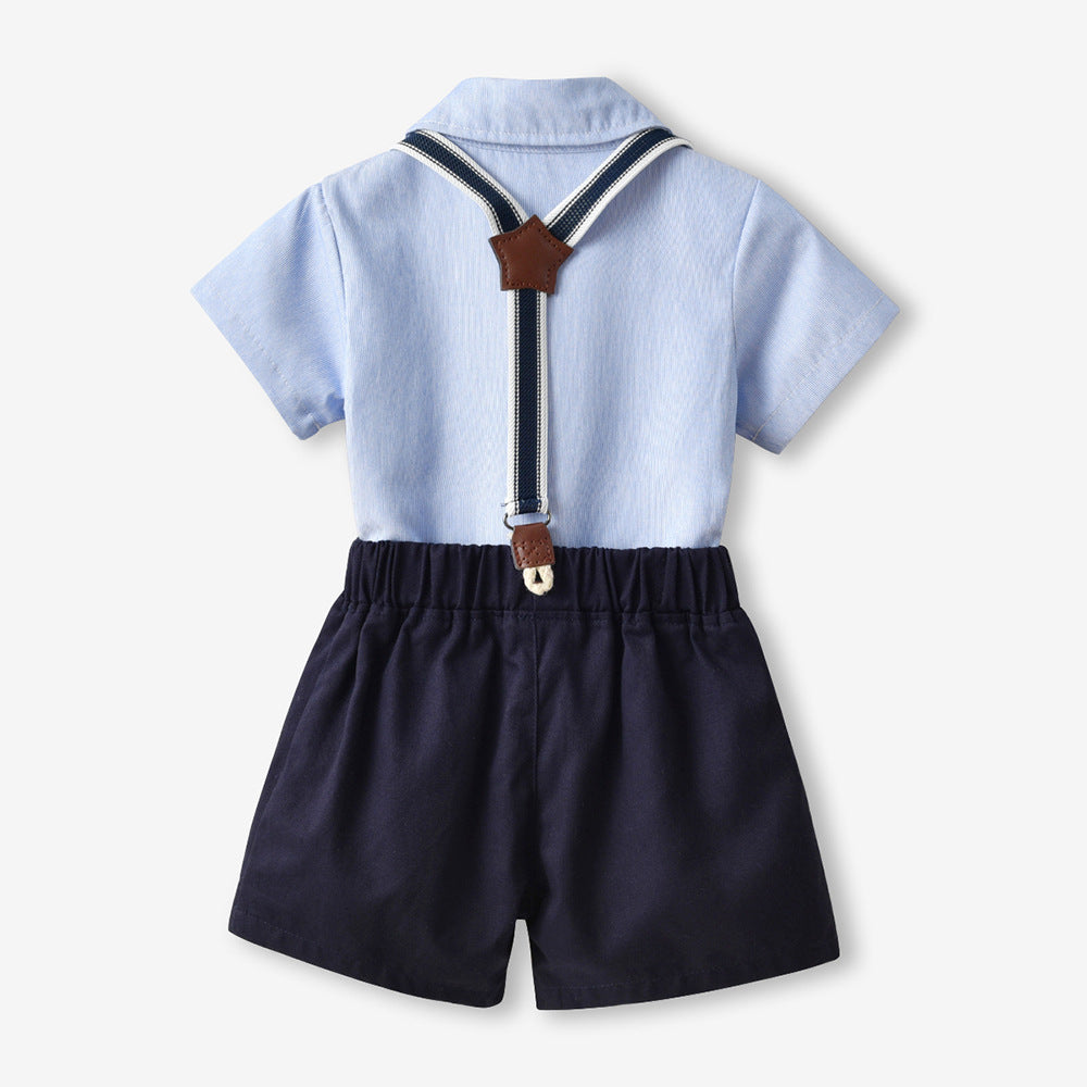 Children's clothing boys summer suit k-style new style children's summer short-sleeved western style children's clothes thin style popular trendy