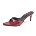 High-heeled slippers 2025 spring new arrival women's shoes casual lightweight pointed slippers one-shaped outwear high-heeled sandals
