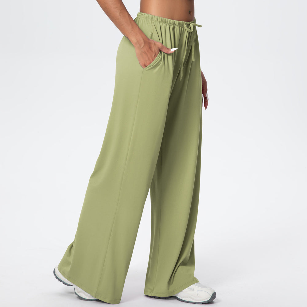 New arrival brushed yoga pants loosecasual drape wide leg flap pocket pants elastic drawstring running fitness sports pants