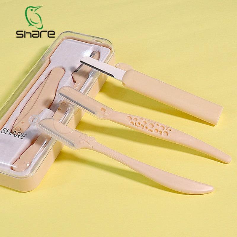 Xue belle eyebrow razor oem stainless steel eyebrow razor oem retractable foldable blade 70% off stack eyebrow razor