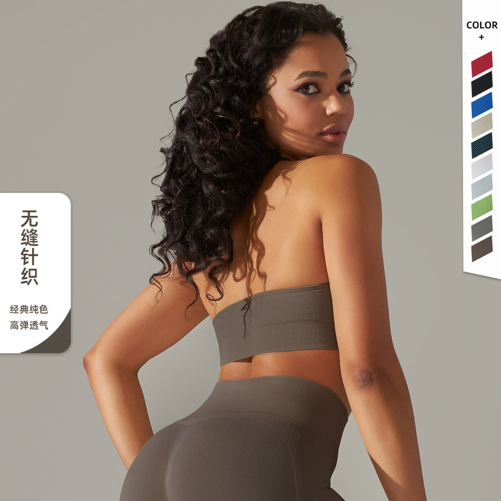 fashion seamless tight pure color beautiful back halter backless sports intimates running fitness yoga clothes tops women