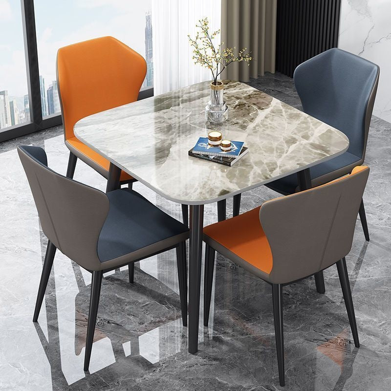 Nordic imported glossy sintered stone dining table - square, compact, casual reception & negotiation table - suitable for home, dining table set