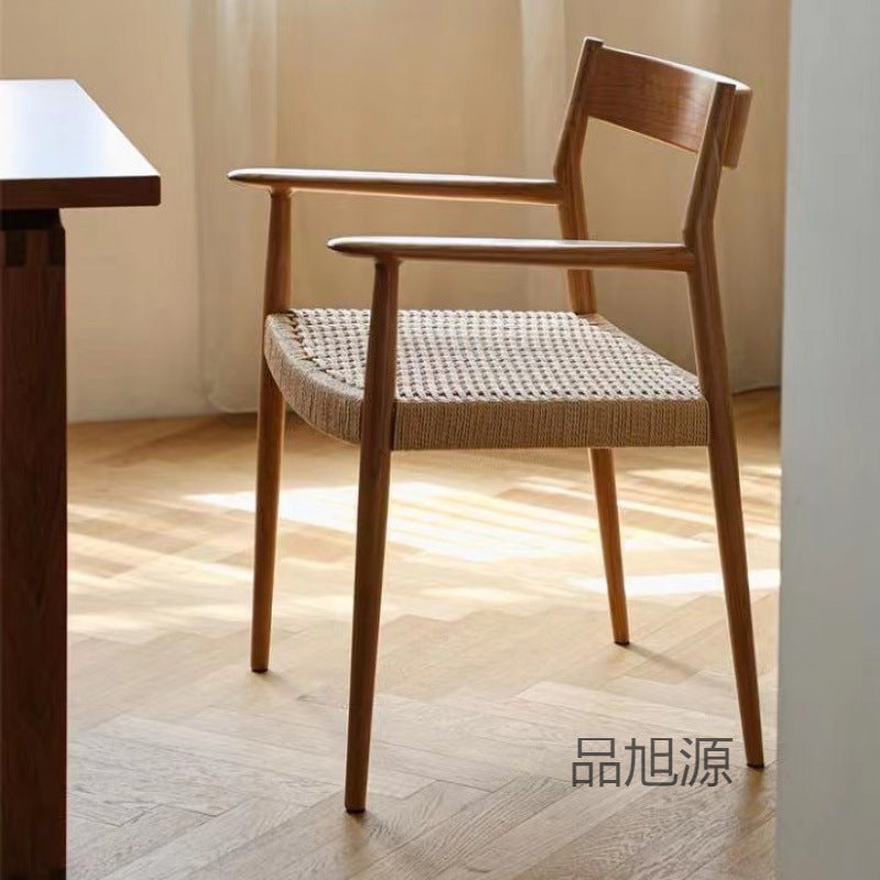 Bed and breakfast high-end hotel rest back chair, medieval solid wood tea chair, cafe restaurant creative rattan chair